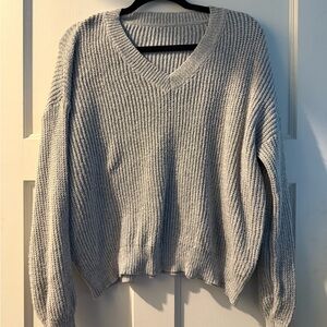 SHEIN Gray V-Neck Oversized Sweater